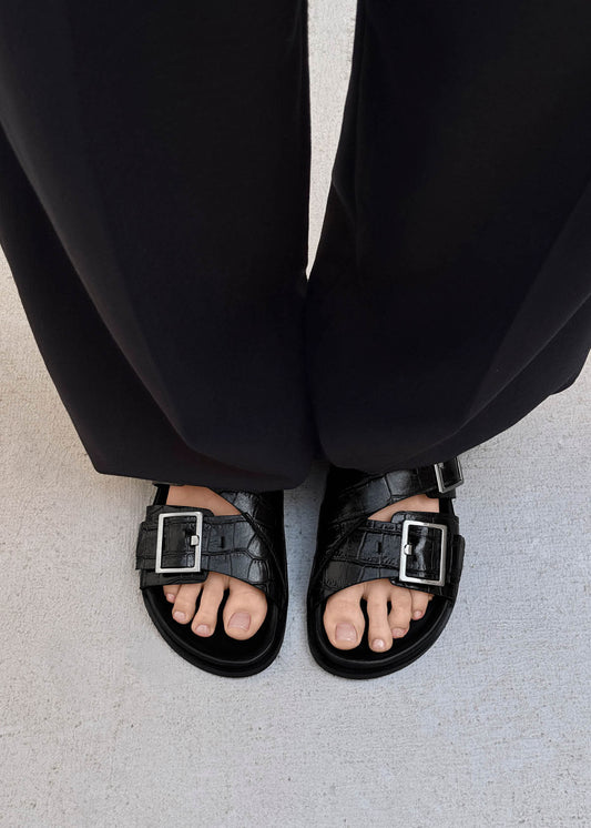 Alba Alli Black Leather Sandals-image