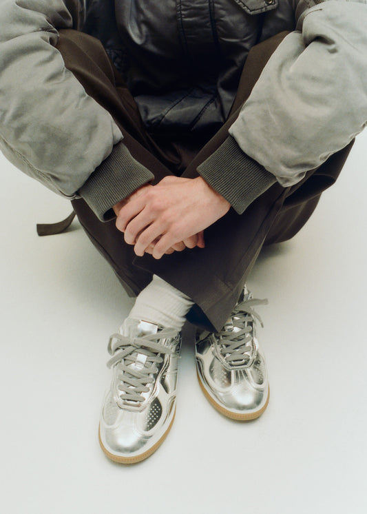 Tb.490 Rife Shimmer Silver Cream Leather Sneakers-image
