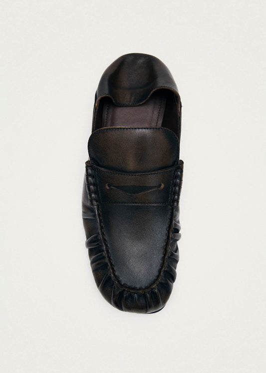 Aven Mule Vintage Effect Brown Leather Loafers-image