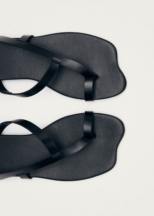 Dawn Black Leather Sandals-image