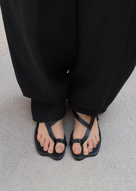 Dawn Black Leather Sandals-image