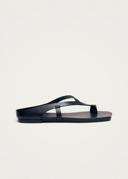 Dawn Black Leather Sandals-image