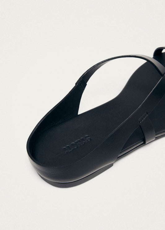 Dawn Black Leather Sandals-image