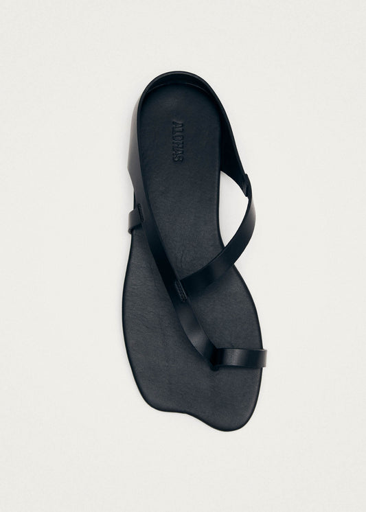 Dawn Black Leather Sandals-image