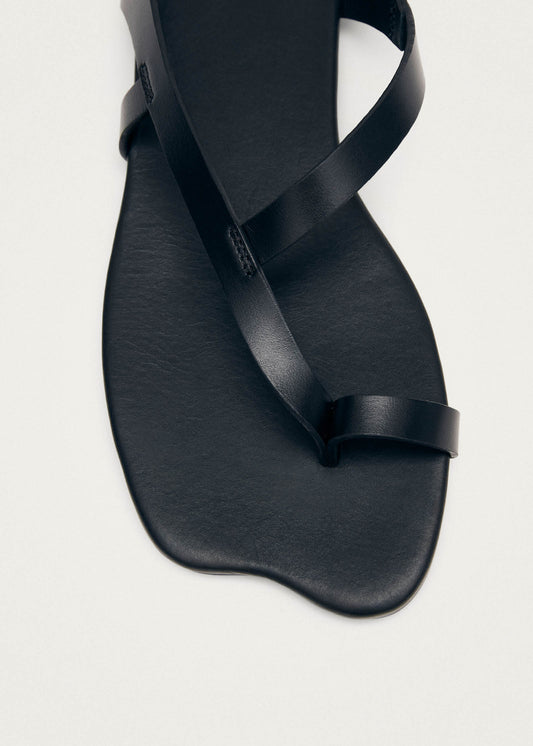 Dawn Black Leather Sandals-image