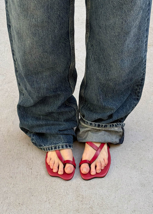 Dawn Red Leather Sandals-image