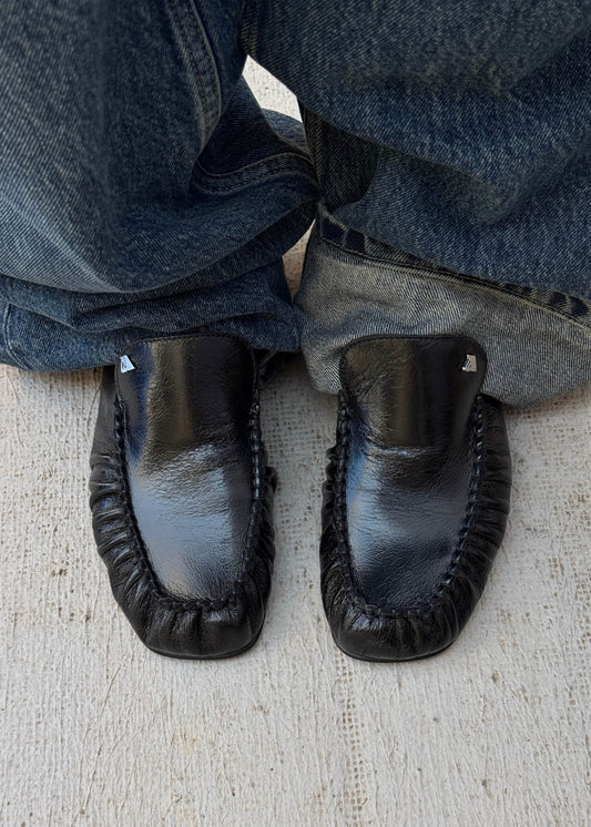 Gabe Rift Black Leather Loafers-image