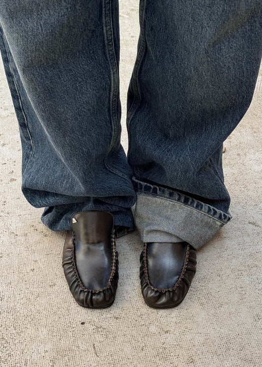 Gabe Vintage Effect Brown Leather Loafers-image