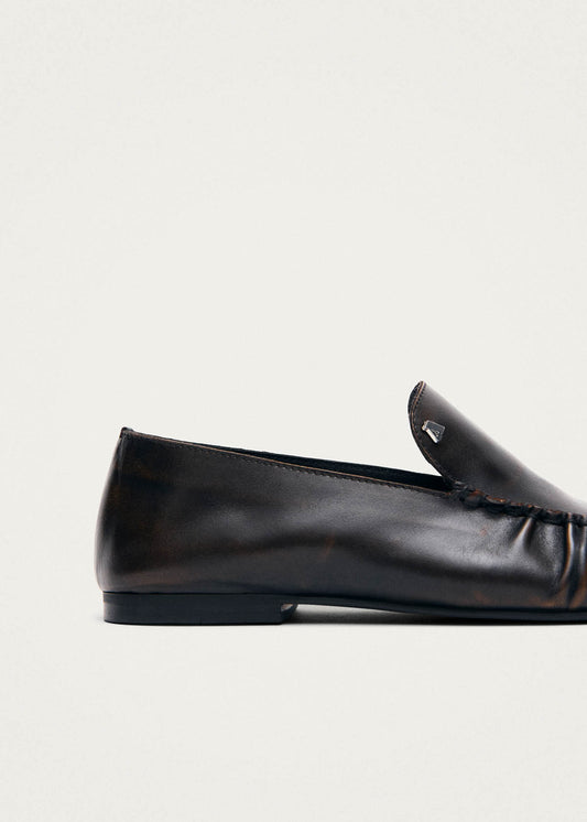 Gabe Vintage Effect Brown Leather Loafers-image