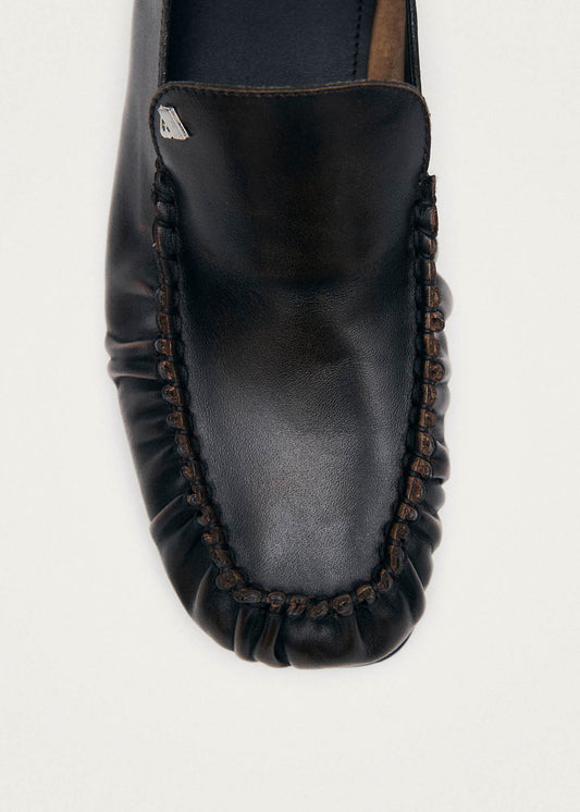 Gabe Vintage Effect Brown Leather Loafers-image