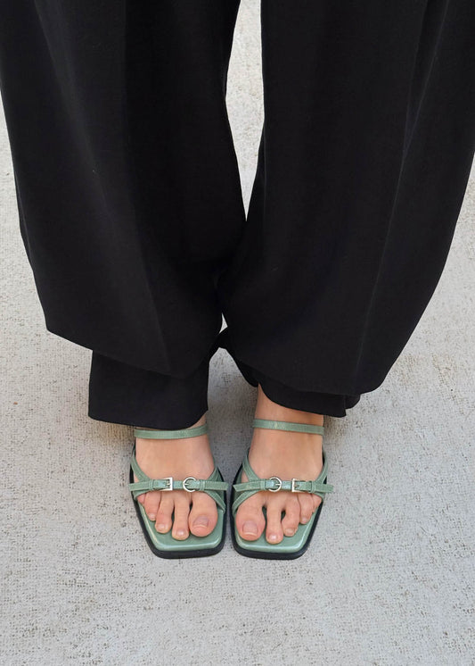 Liko Patent Matcha Leather Sandals-image