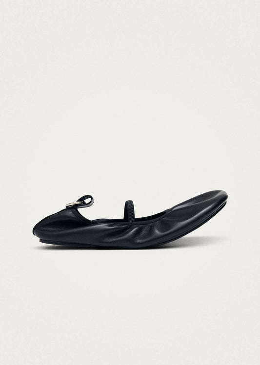 Naira Barefoot Black Leather Ballet Flats-image