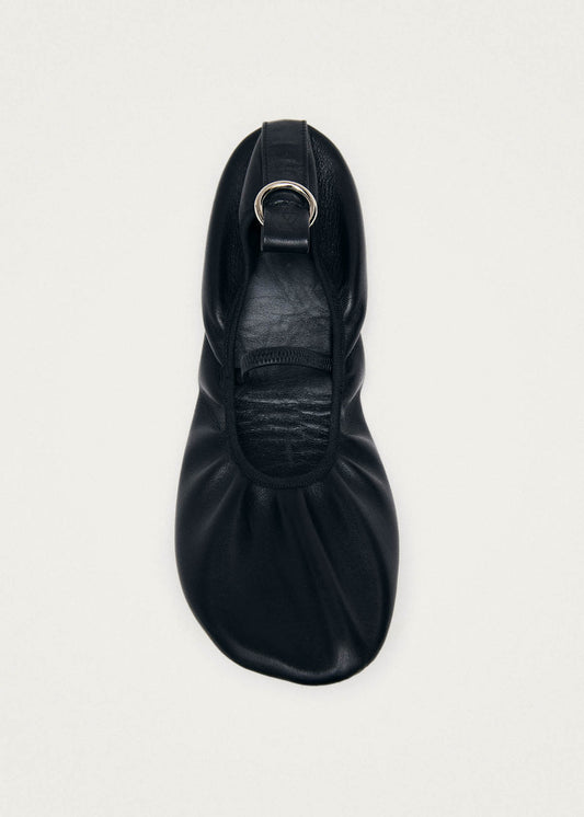 Naira Barefoot Black Leather Ballet Flats-image