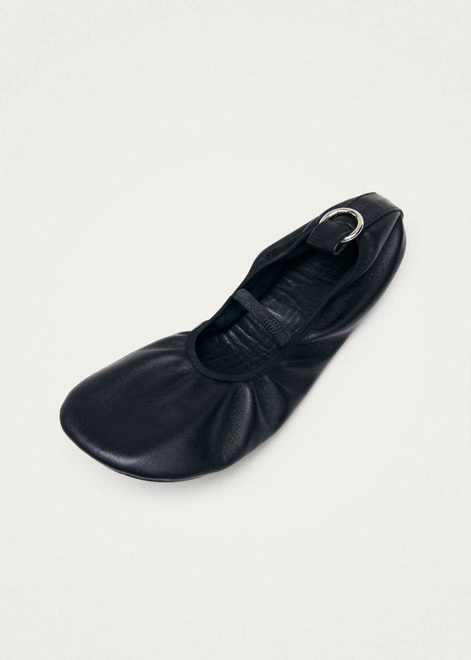 Naira Barefoot Black Leather Ballet Flats-image