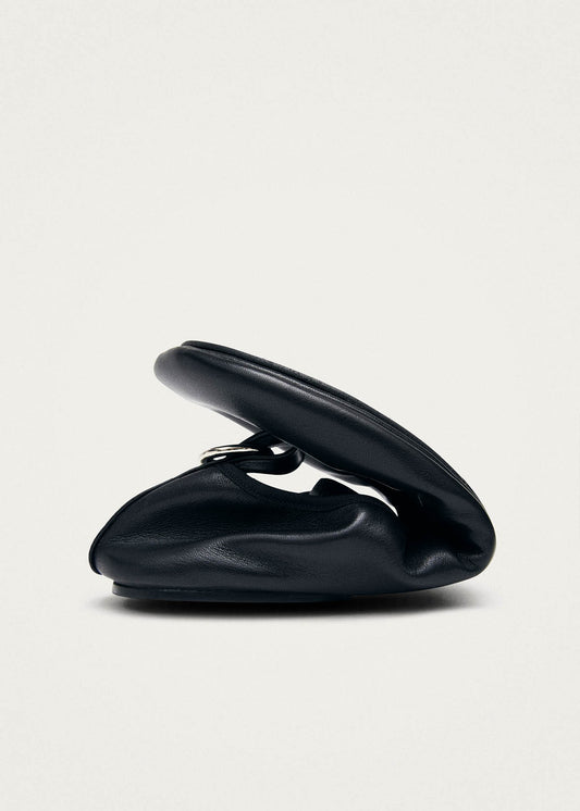 Naira Barefoot Black Leather Ballet Flats-image