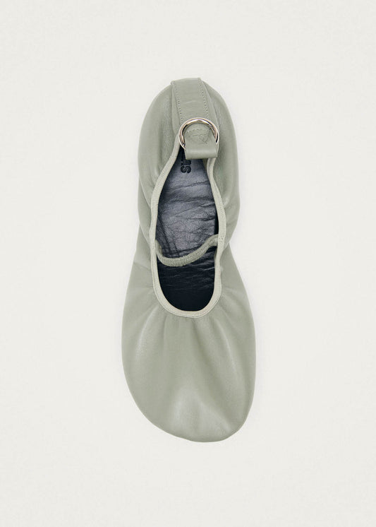 Naira Barefoot Green Leather Ballet Flats-image
