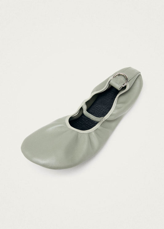Naira Barefoot Green Leather Ballet Flats-image