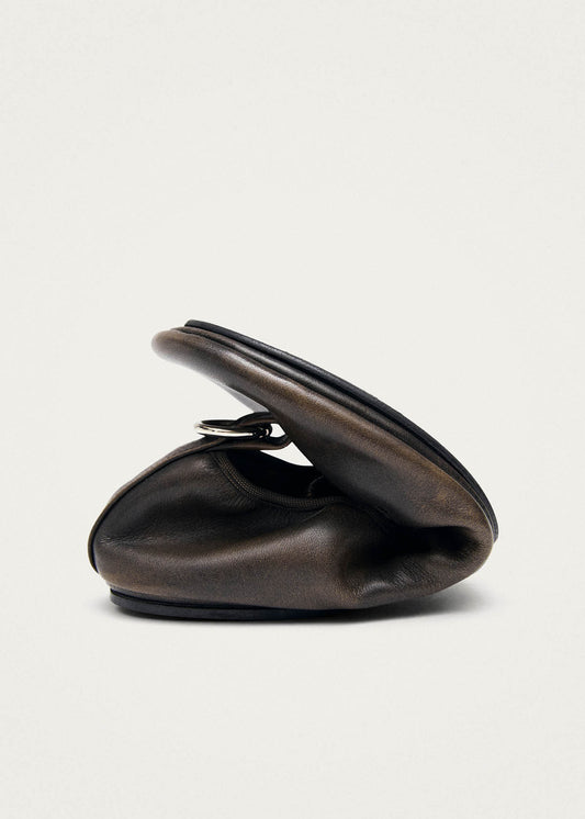 Naira Barefoot Vintage Effect Brown Leather Ballet Flats-image