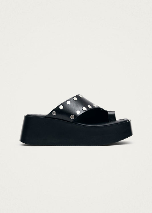 Nova Studs Black Leather Sandals-image