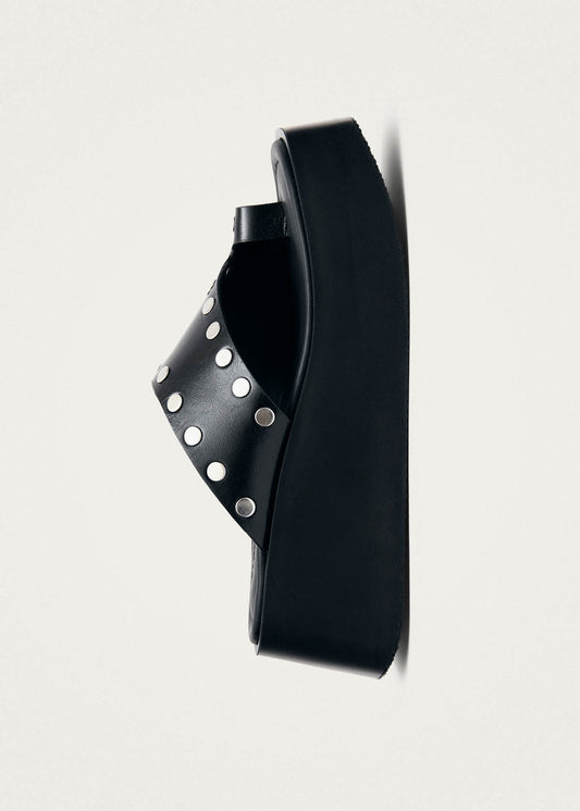 Nova Studs Black Leather Sandals-image