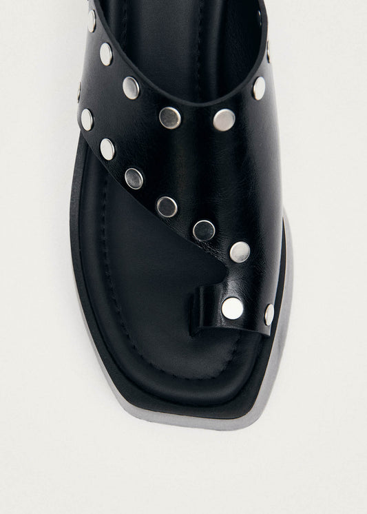 Nova Studs Black Leather Sandals-image