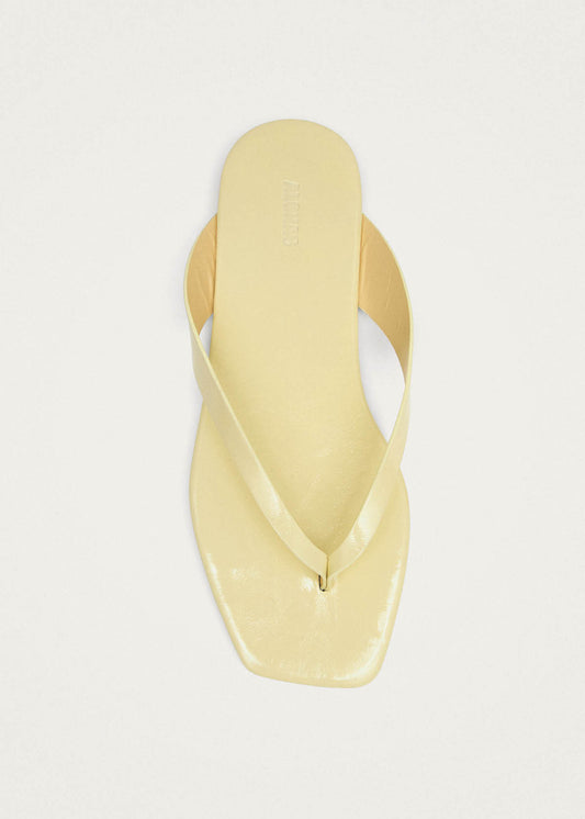Ola Pale Yellow Leather Sandals-image