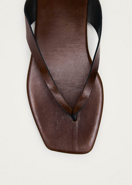 Ola Rift Brown Leather Sandals-image
