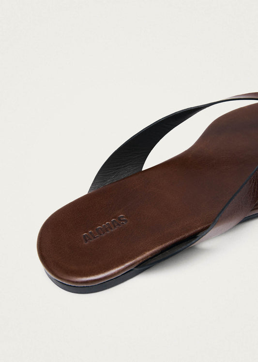 Ola Rift Brown Leather Sandals-image