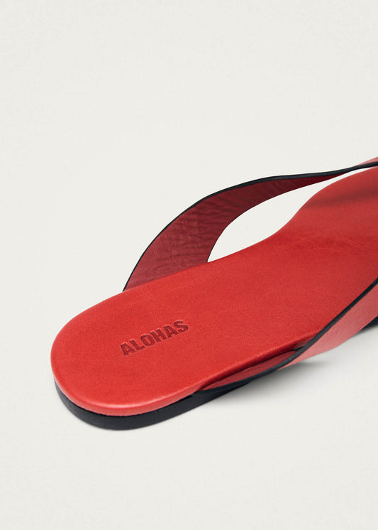 Ola Rift Red Leather Sandals-image
