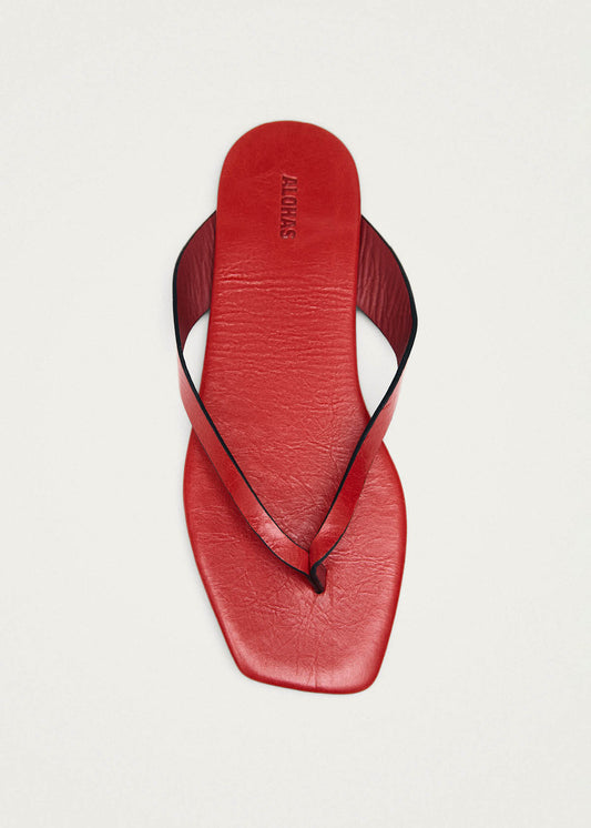 Ola Rift Red Leather Sandals-image
