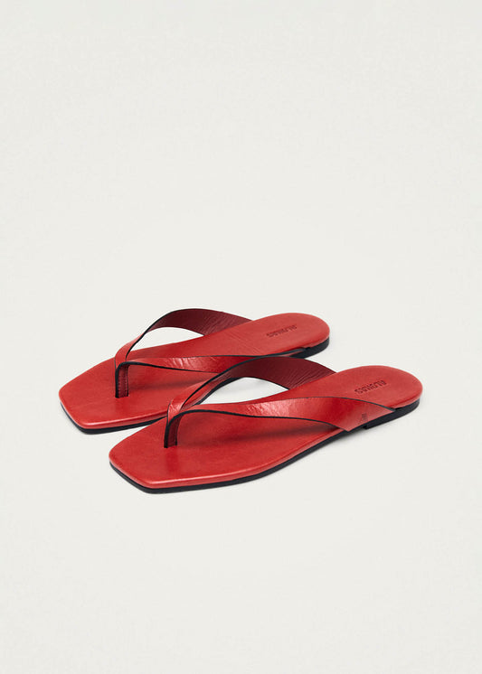 Ola Rift Red Leather Sandals-image