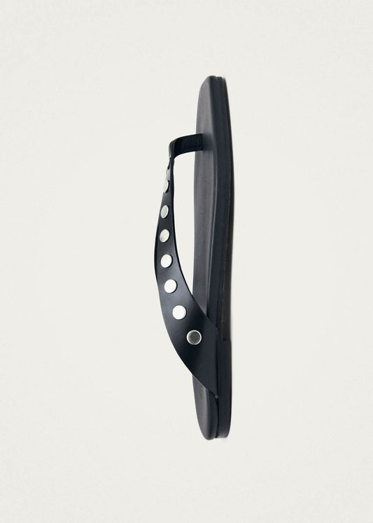 Ola Studs Black Leather Sandals-image