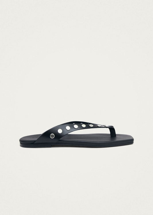 Ola Studs Black Leather Sandals-image