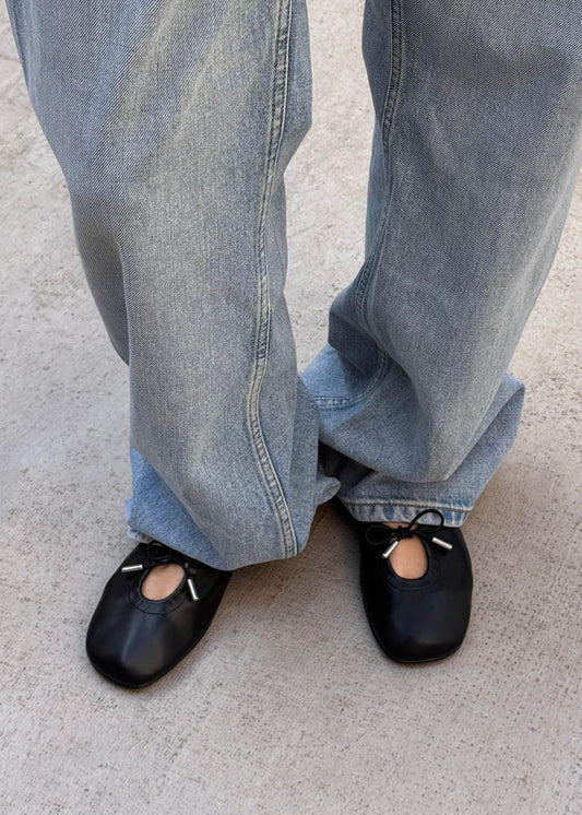 Rosalind Black Vegan Leather Ballet Flats-image