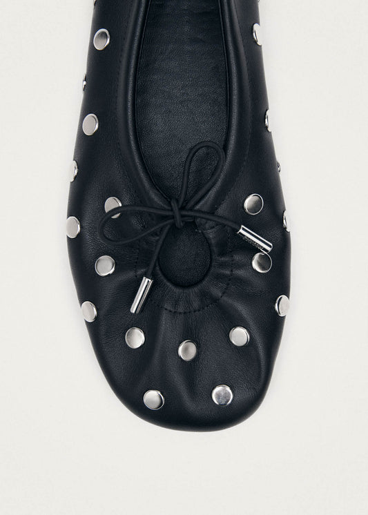 Rosalind All Studs Black Leather Ballet Flats-image