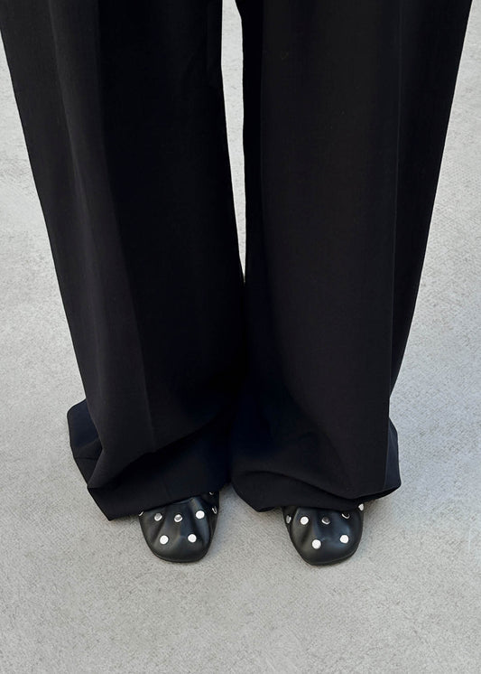 Rosalind All Studs Black Leather Ballet Flats-image