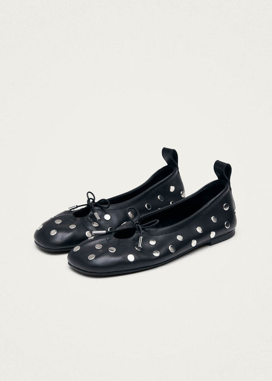 Rosalind All Studs Black Leather Ballet Flats-image