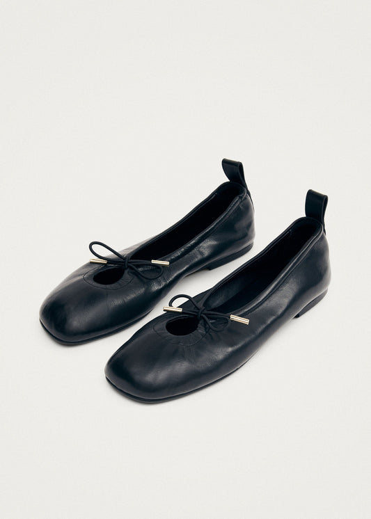 Rosalind Black Leather Ballet Flats-image