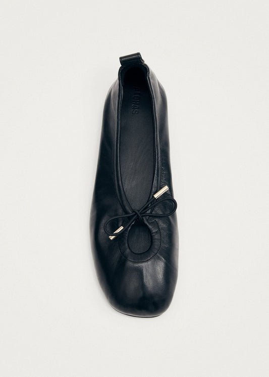 Rosalind Black Leather Ballet Flats-image