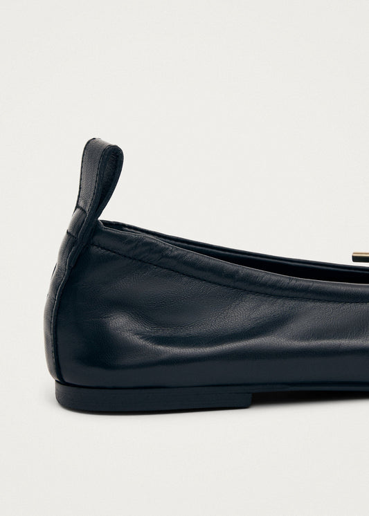 Rosalind Black Leather Ballet Flats-image