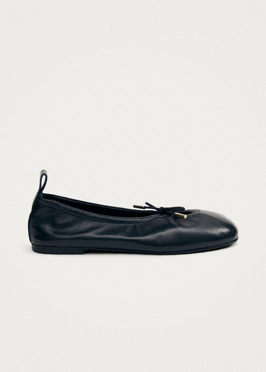 Rosalind Black Leather Ballet Flats-image