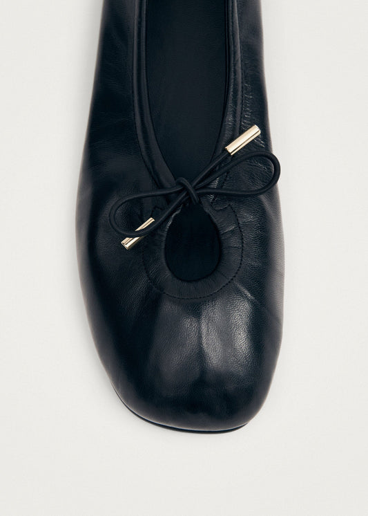 Rosalind Black Leather Ballet Flats-image