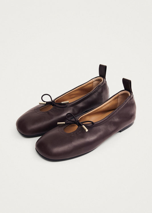 Rosalind Brown Leather Ballet Flats-image