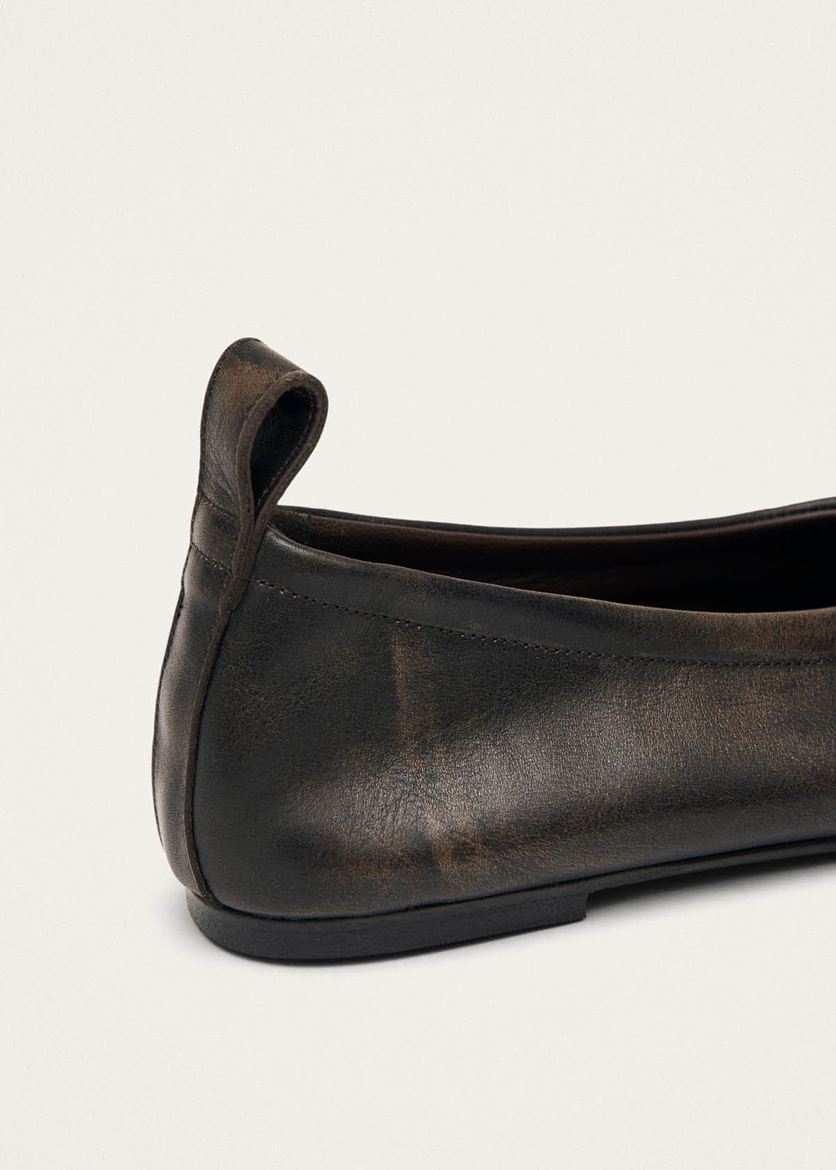 Rosalind Vintage Effect Brown Leather Ballet Flats