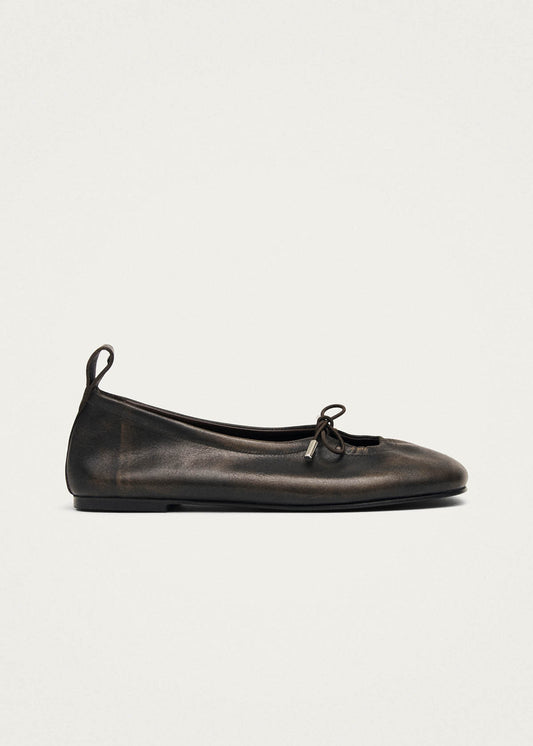 Rosalind Vintage Effect Brown Leather Ballet Flats-image