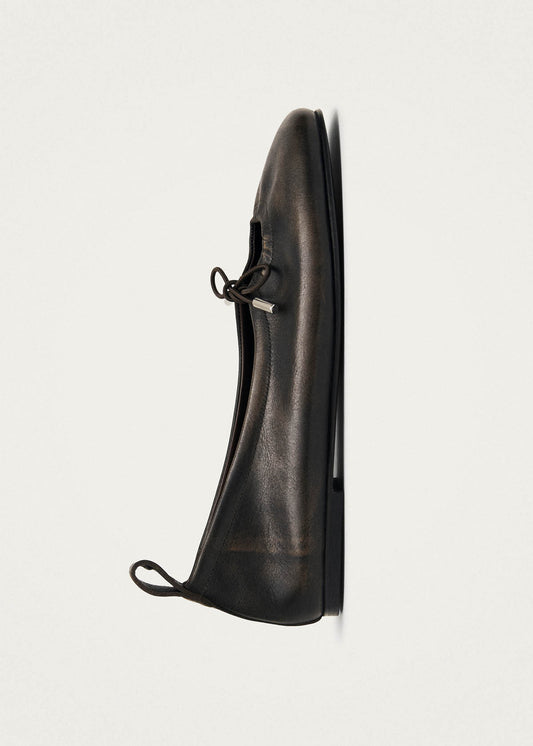 Rosalind Vintage Effect Brown Leather Ballet Flats-image