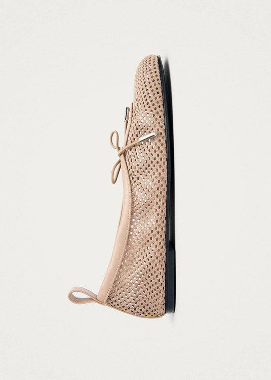 Rosalind Mesh Beige Leather Ballet Flats-image