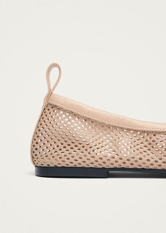 Rosalind Mesh Beige Leather Ballet Flats-image