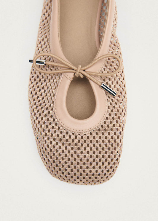 Rosalind Mesh Beige Leather Ballet Flats-image