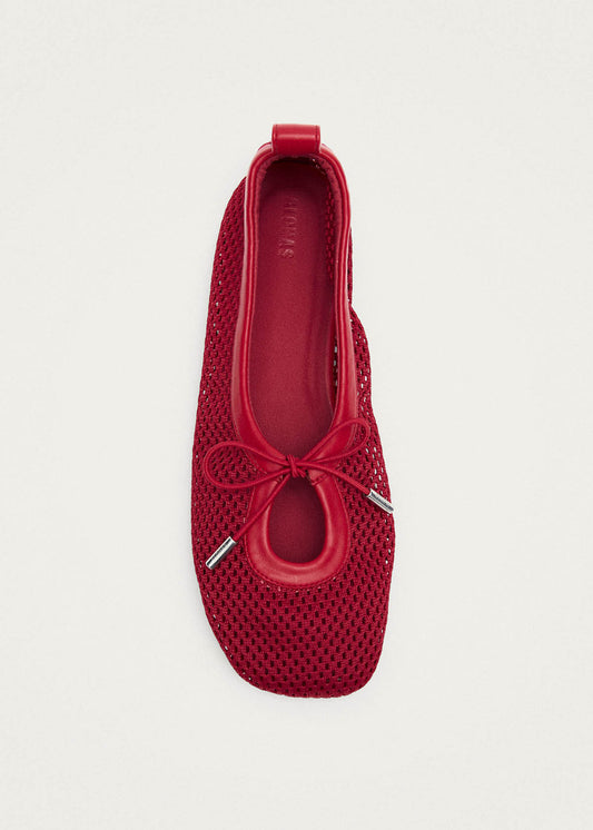 Rosalind Mesh Red Leather Ballet Flats-image